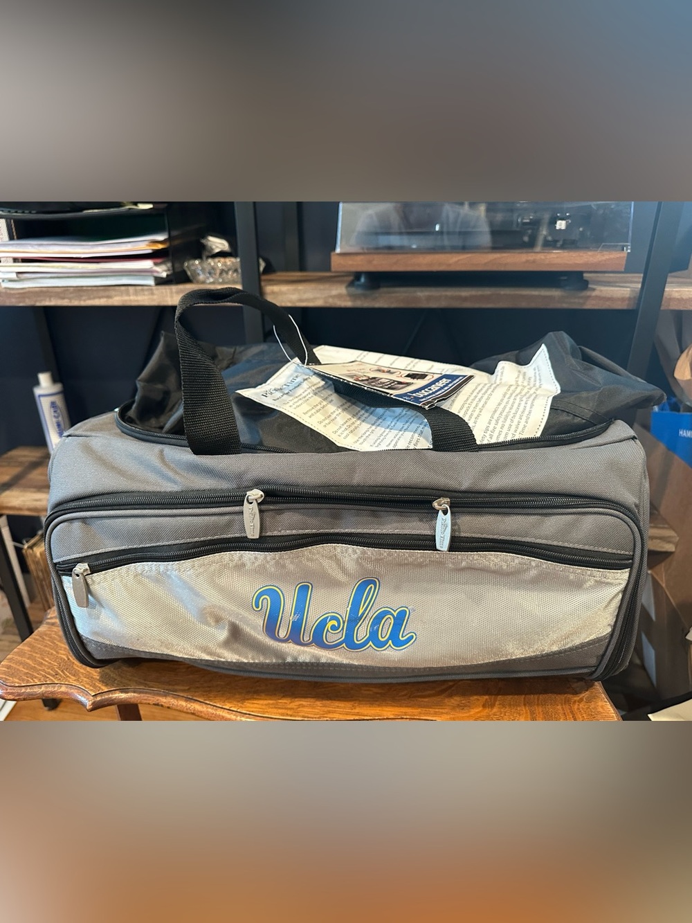 Gray and Black picnic Duffle Bag with UCLA logo